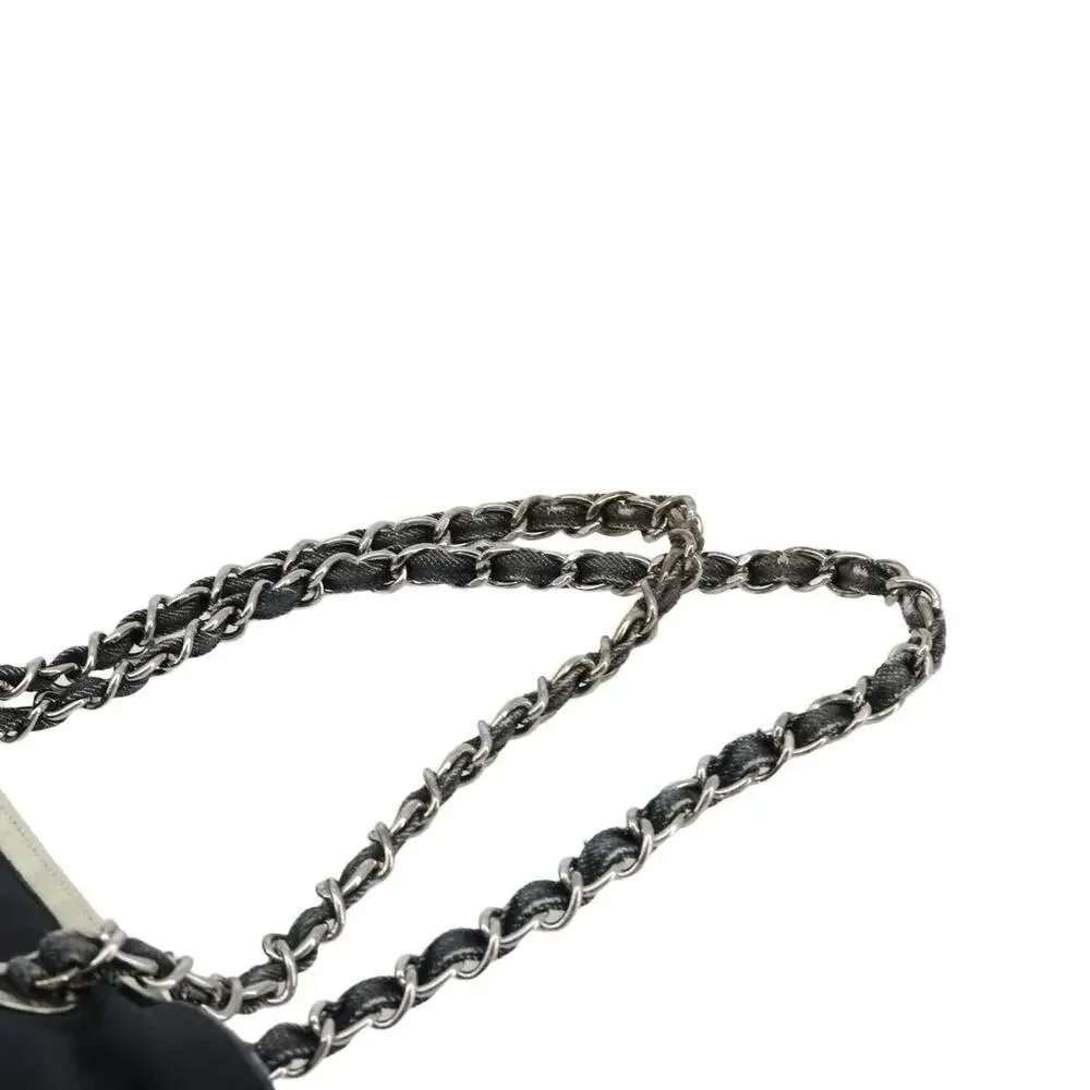 Chanel CC Logo Chain Shoulder Bag Black Canvas